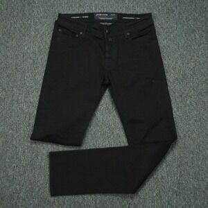 Jacob Cohen Jeans Men 31x34 Black 5 Pocket Straight Luxury 622.C Button Fly